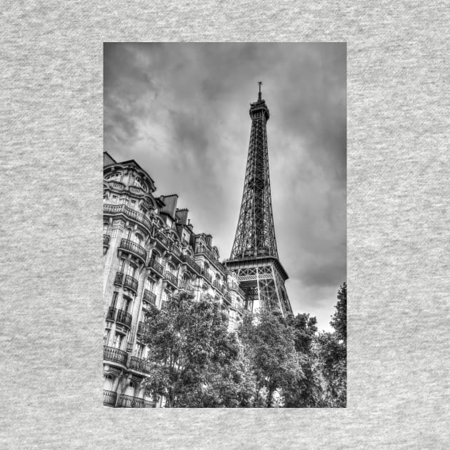 Eiffel Tower Paris, Behind The Town Houses, Black And White by tommysphotos